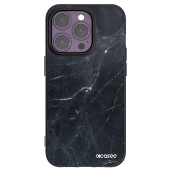 Picasee silikonski črni ovitek za Apple iPhone 14 Pro - Black marble