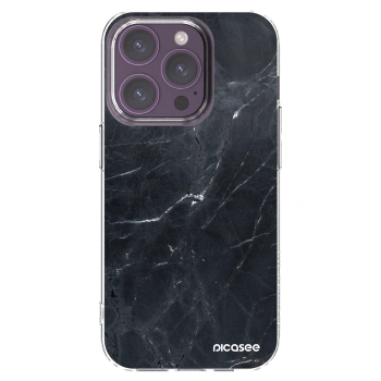Picasee silikonski prozorni ovitek za Apple iPhone 14 Pro - Black marble