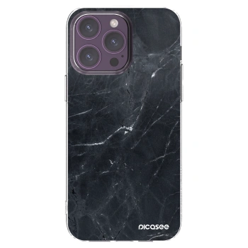 Picasee silikonski prozorni ovitek za Apple iPhone 14 Pro Max - Black marble
