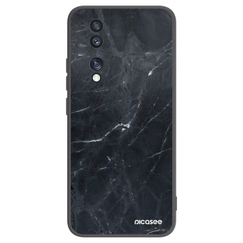 Picasee silikonski črni ovitek za Honor 70 - Black marble