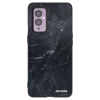 Picasee silikonski črni ovitek za OnePlus 9 - Black marble
