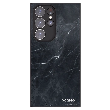 Picasee silikonski črni ovitek za Samsung Galaxy S23 Ultra 5G - Black marble