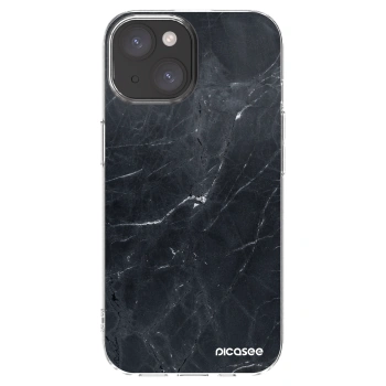 Picasee silikonski prozorni ovitek za Apple iPhone 15 - Black marble