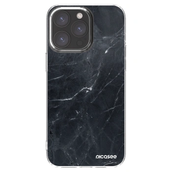 Picasee silikonski prozorni ovitek za Apple iPhone 15 Pro Max - Black marble