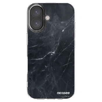 Picasee silikonski prozorni ovitek za Apple iPhone 16 - Black marble