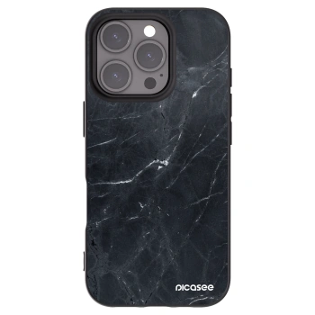 Picasee silikonski črni ovitek za Apple iPhone 16 Pro - Black marble