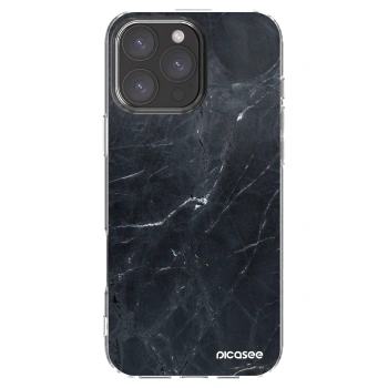 Picasee silikonski prozorni ovitek za Apple iPhone 16 Pro Max - Black marble
