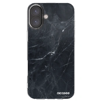 Picasee silikonski prozorni ovitek za Apple iPhone 16 Plus - Black marble
