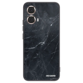 Picasee silikonski črni ovitek za Motorola Moto G85 - Black marble