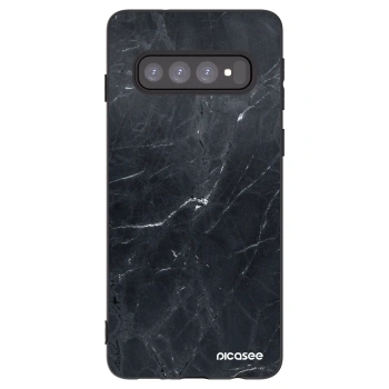 Picasee silikonski črni ovitek za Samsung Galaxy S10 G973 - Black marble