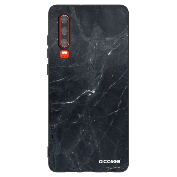 Picasee silikonski črni ovitek za Huawei P30 - Black marble