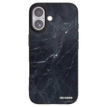 Picasee silikonski črni ovitek za Apple iPhone 17 - Black marble