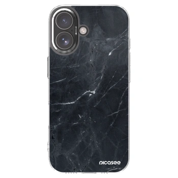 Picasee silikonski prozorni ovitek za Apple iPhone 17 - Black marble
