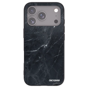 Picasee silikonski črni ovitek za Apple iPhone 17 Pro - Black marble
