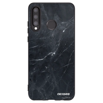 Picasee silikonski črni ovitek za Huawei P30 Lite - Black marble