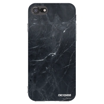 Picasee silikonski prozorni ovitek za Apple iPhone SE 2020 - Black marble