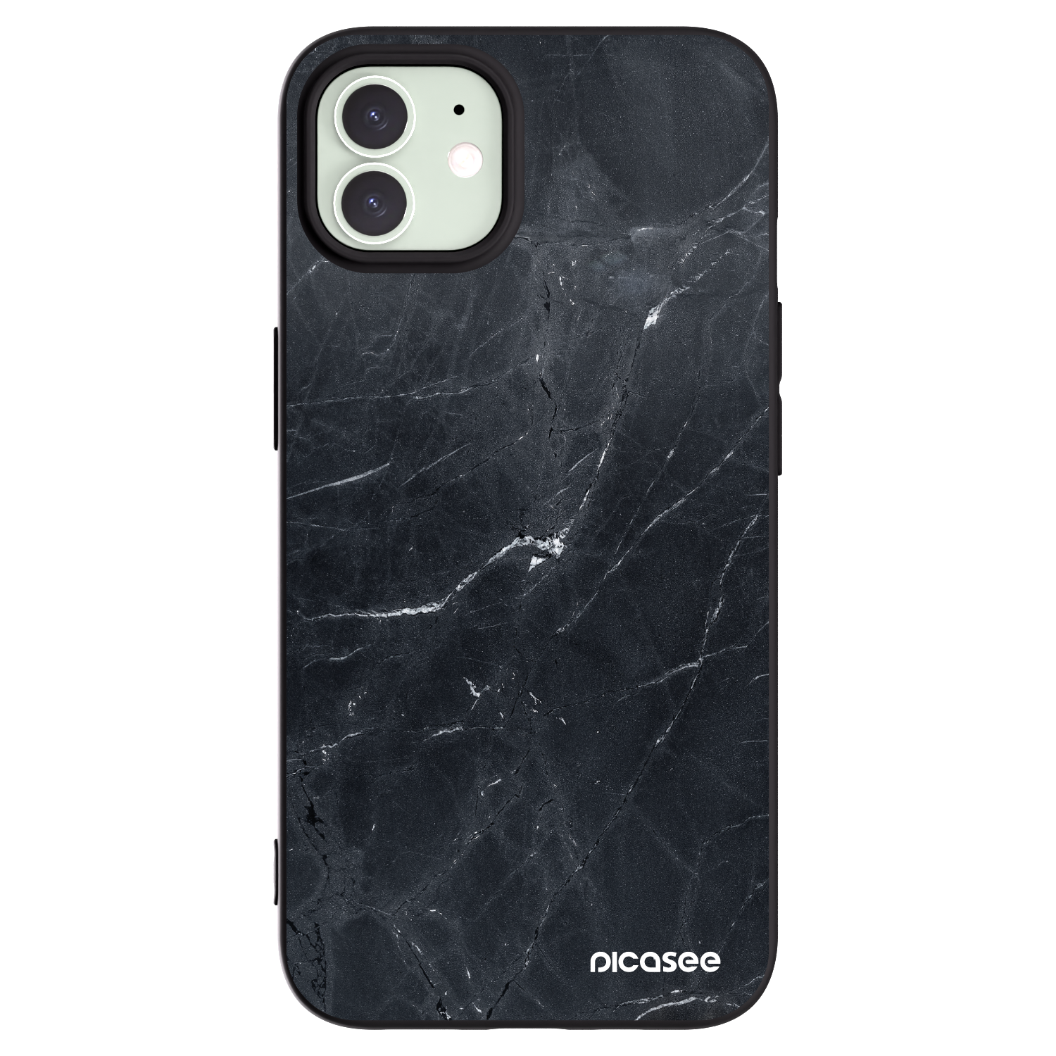Picasee silikonski črni ovitek za Apple iPhone 12 - Black marble