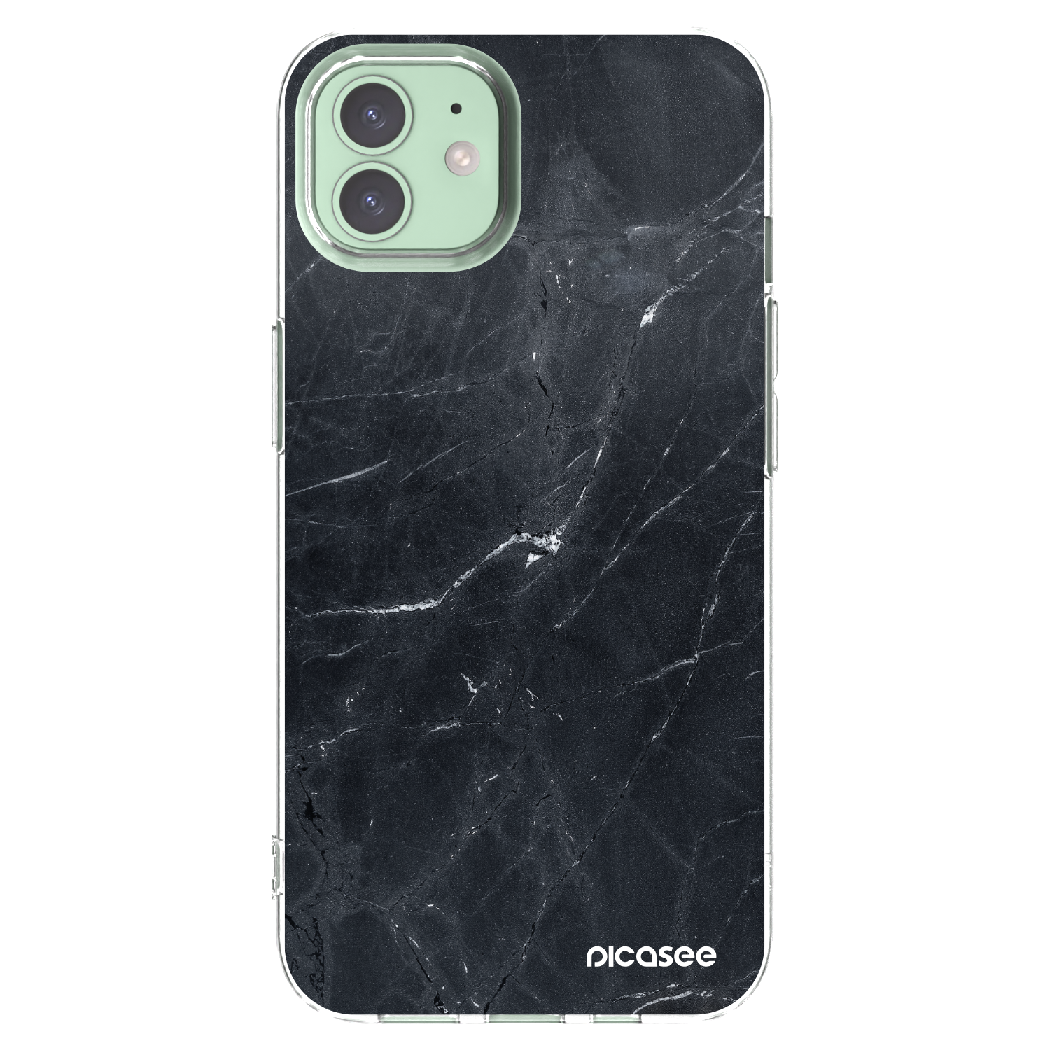 Picasee silikonski prozorni ovitek za Apple iPhone 12 - Black marble