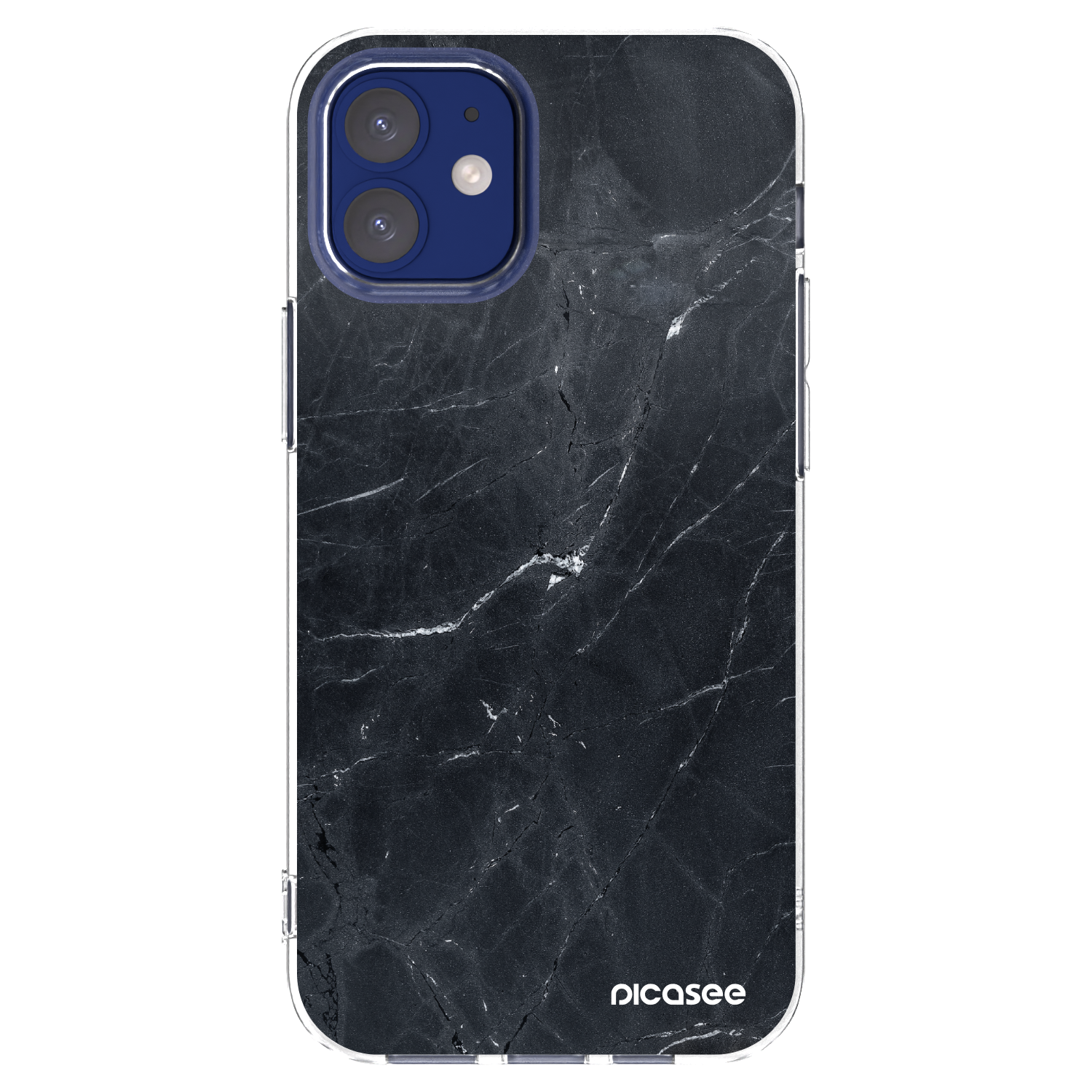 Picasee silikonski prozorni ovitek za Apple iPhone 12 mini - Black marble
