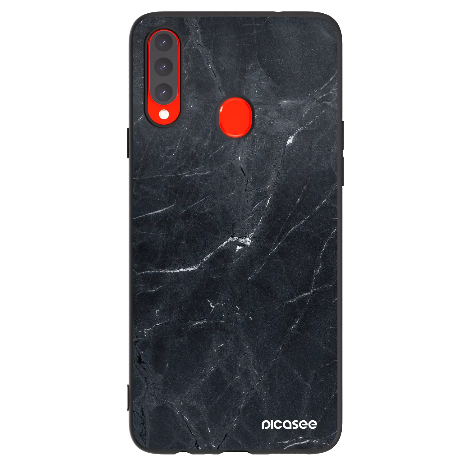 Picasee silikonski črni ovitek za Samsung Galaxy A20s - Black marble