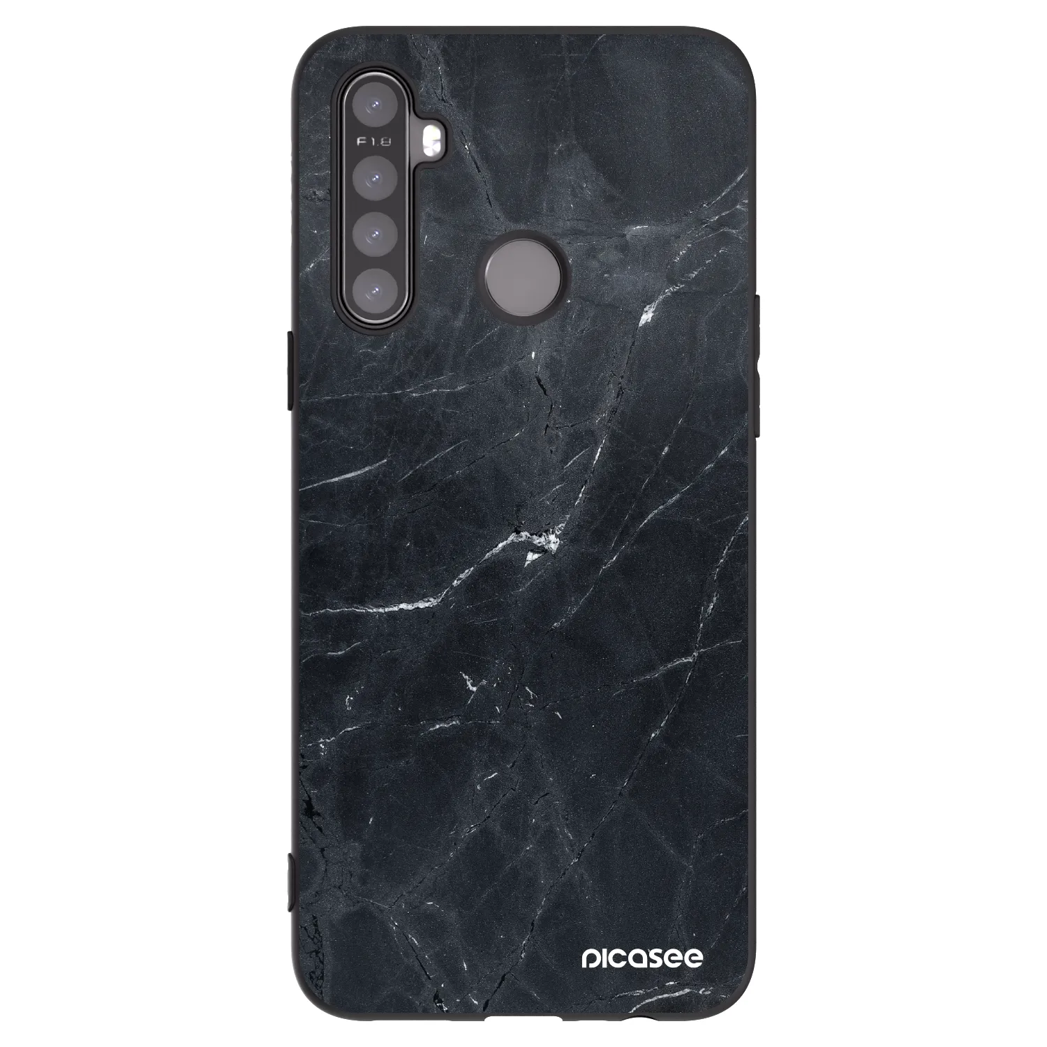 Picasee silikonski črni ovitek za Realme 5 - Black marble