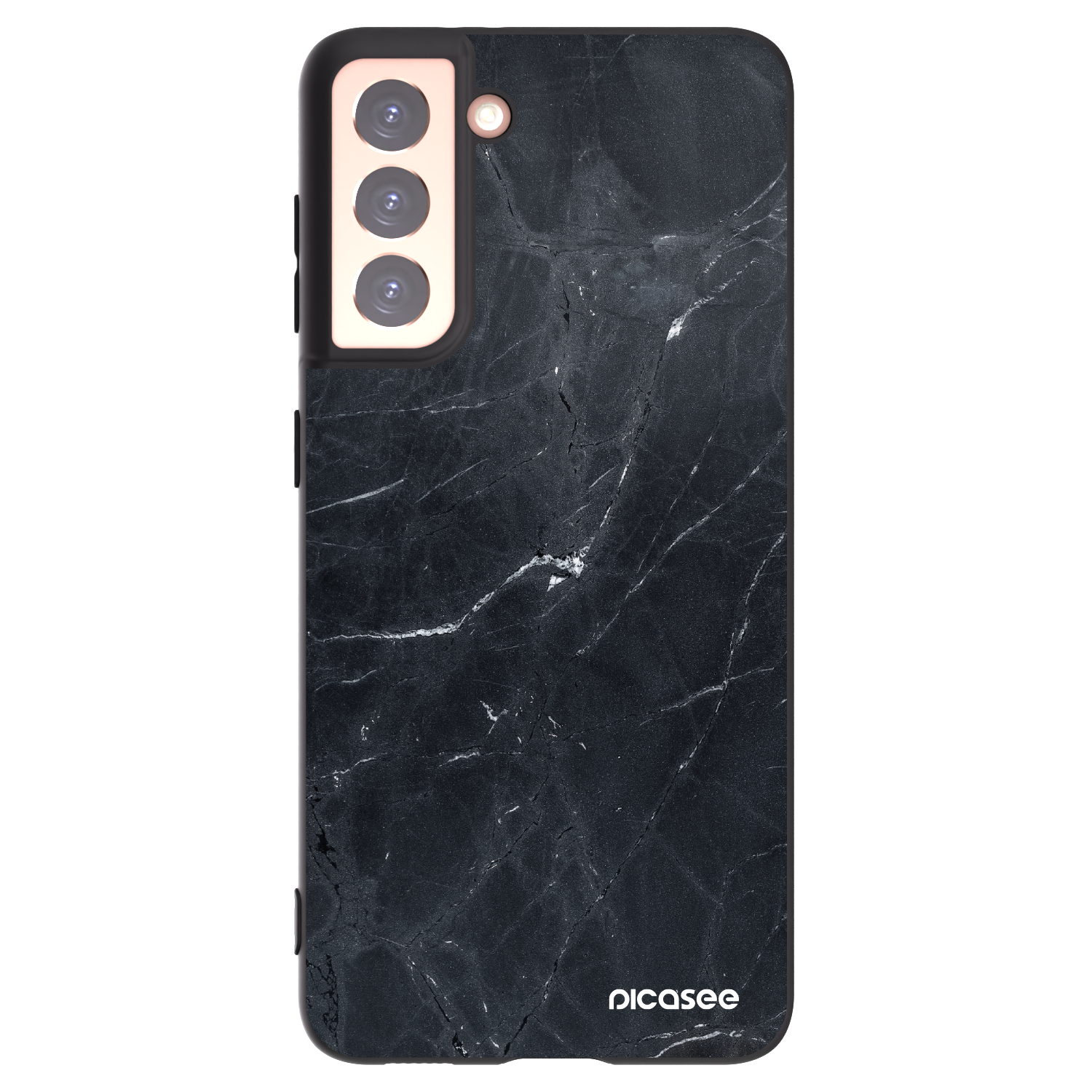 Picasee silikonski črni ovitek za Samsung Galaxy S21 5G G991B - Black marble