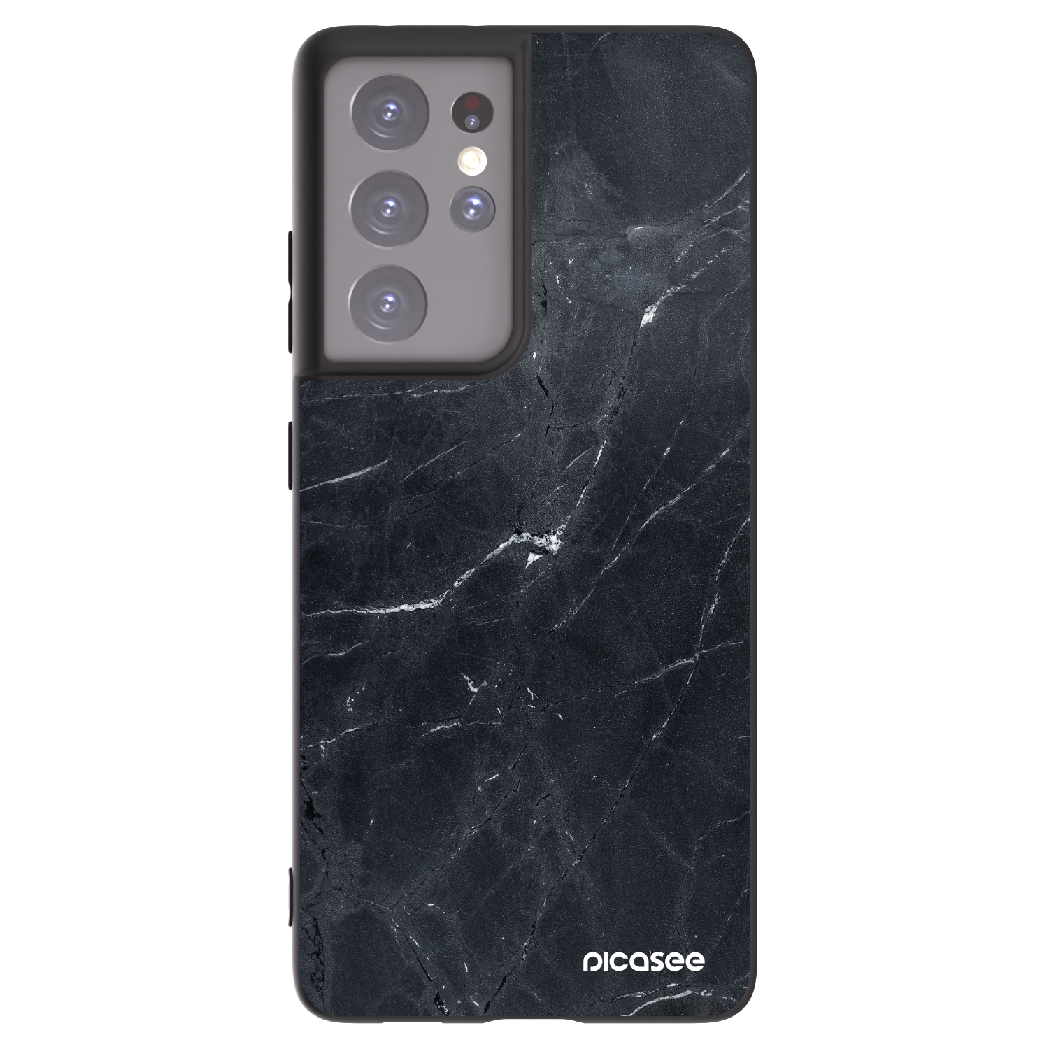 Picasee silikonski črni ovitek za Samsung Galaxy S21 Ultra 5G G998B - Black marble