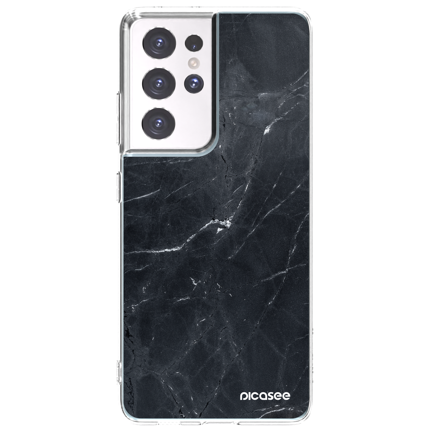 Picasee silikonski prozorni ovitek za Samsung Galaxy S21 Ultra 5G G998B - Black marble