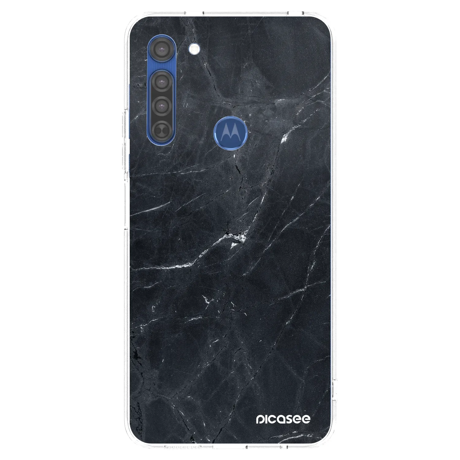 Picasee silikonski prozorni ovitek za Motorola Moto G8 - Black marble