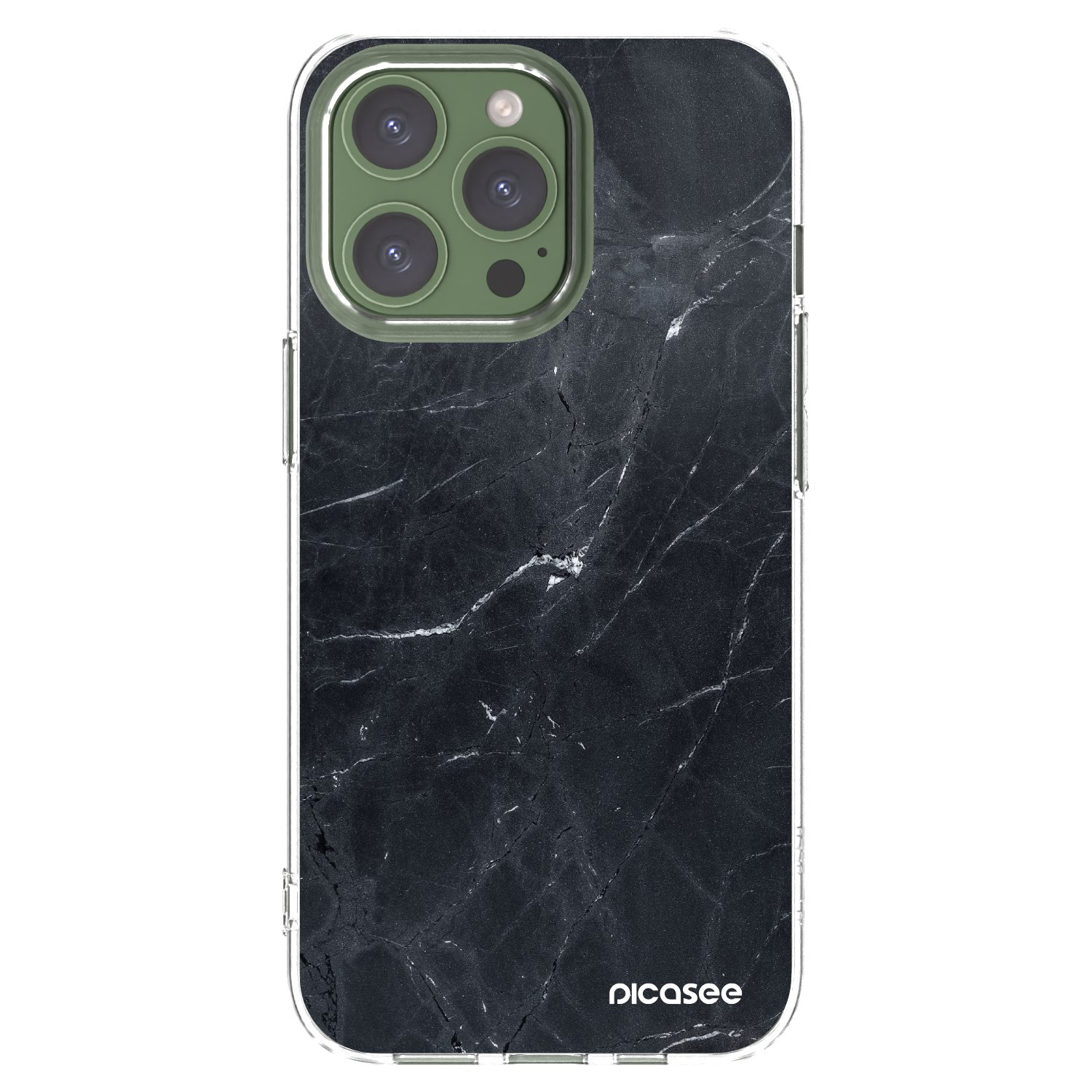 Picasee silikonski prozorni ovitek za Apple iPhone 13 Pro - Black marble