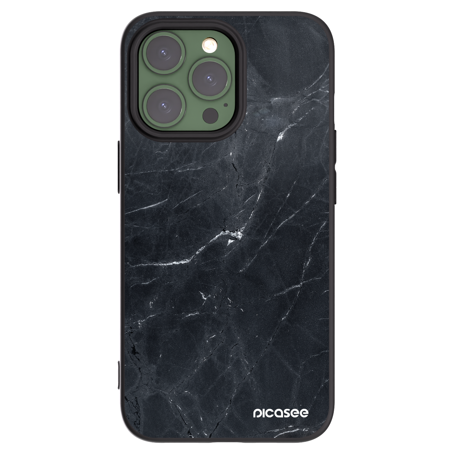 Picasee silikonski črni ovitek za Apple iPhone 13 Pro - Black marble