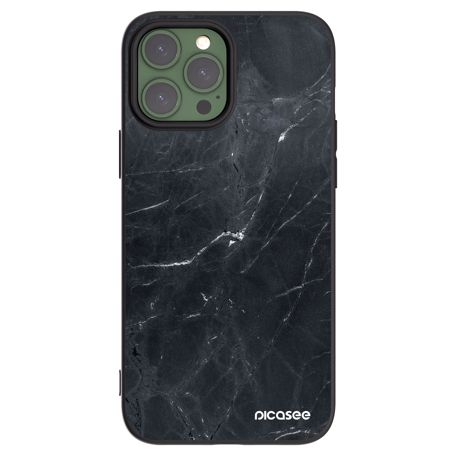 Picasee silikonski črni ovitek za Apple iPhone 13 Pro Max - Black marble