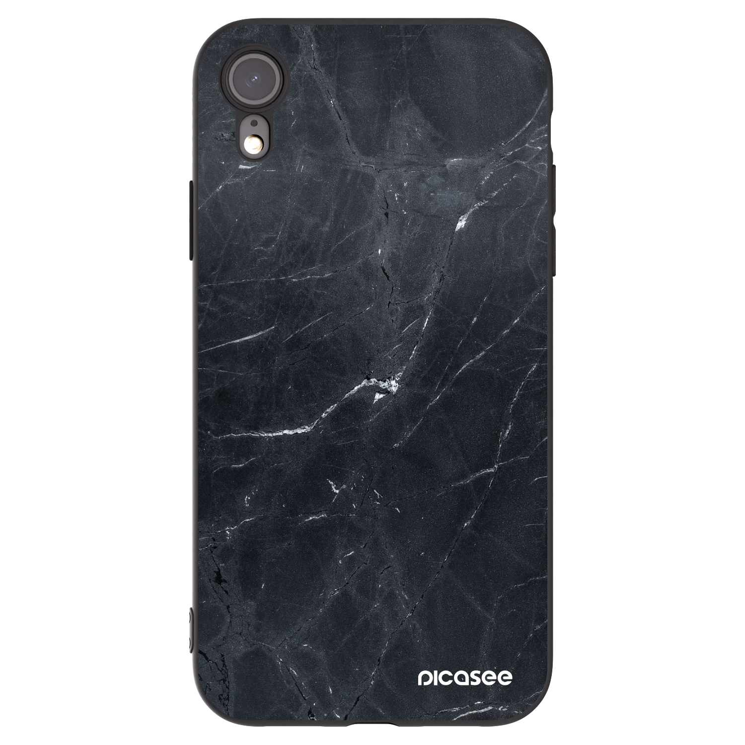 Picasee silikonski črni ovitek za Apple iPhone XR - Black marble