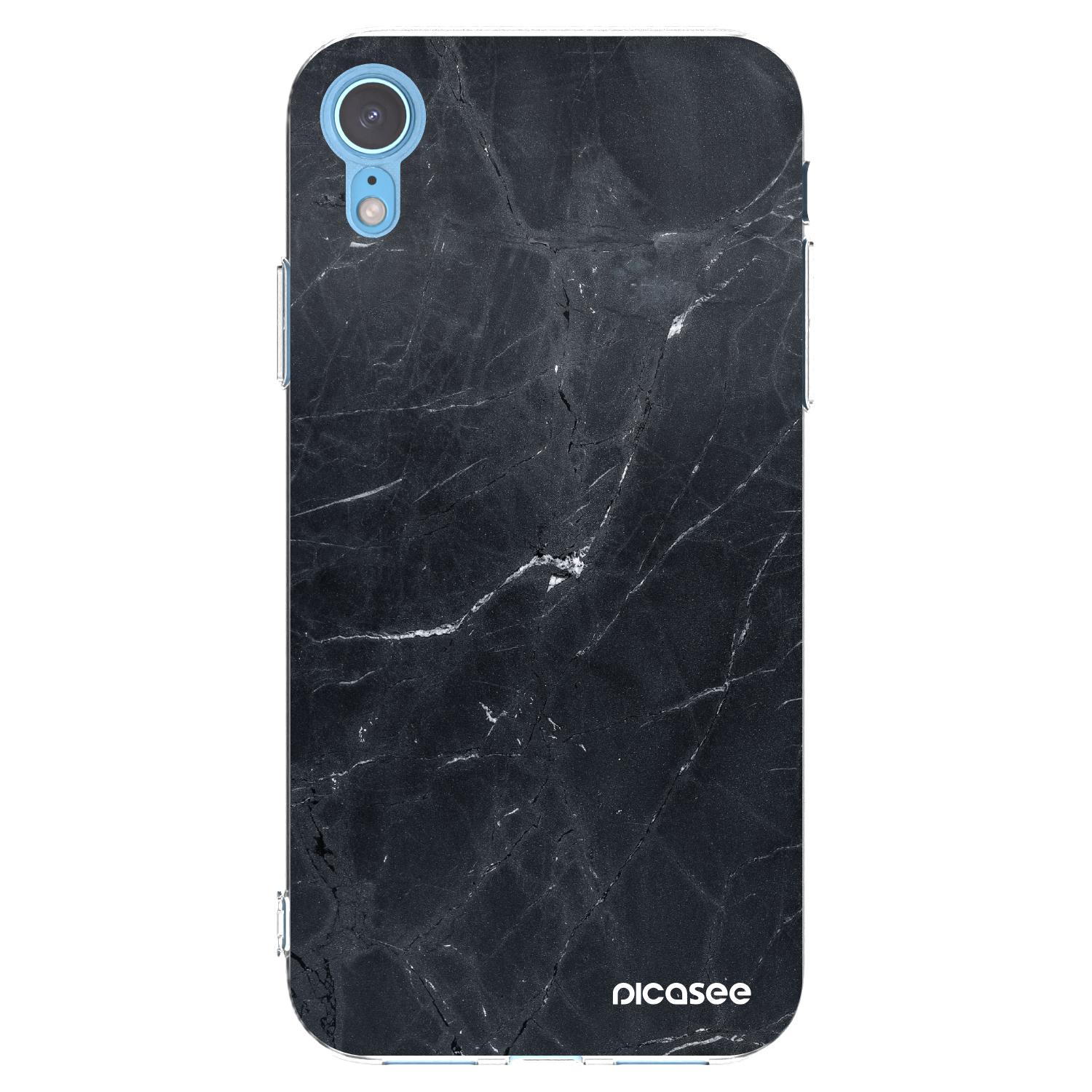 Picasee silikonski prozorni ovitek za Apple iPhone XR - Black marble