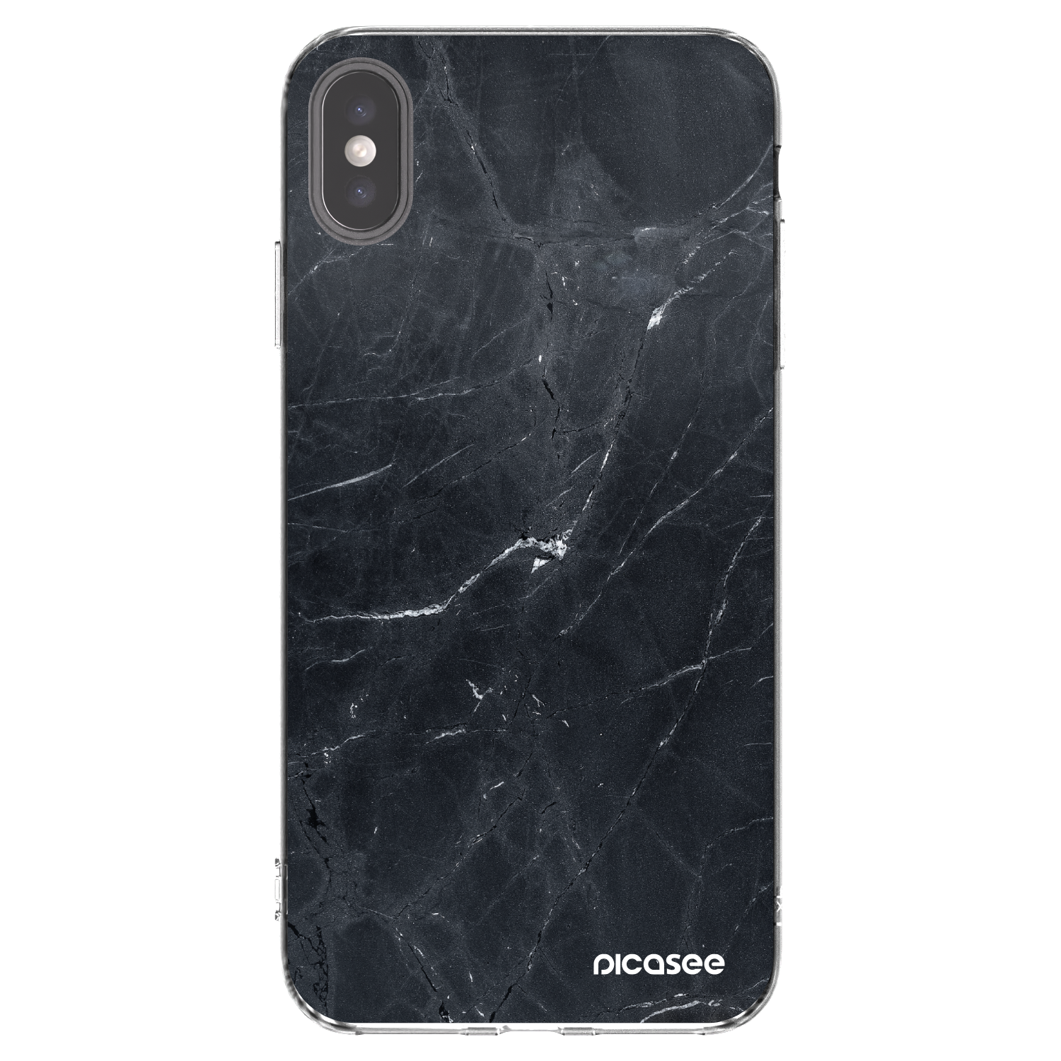 Picasee silikonski prozorni ovitek za Apple iPhone XS Max - Black marble