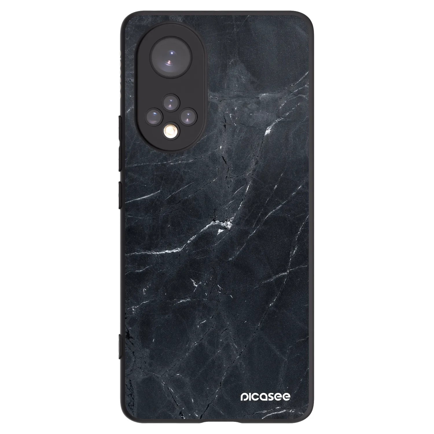Picasee silikonski črni ovitek za Honor 50 5G - Black marble