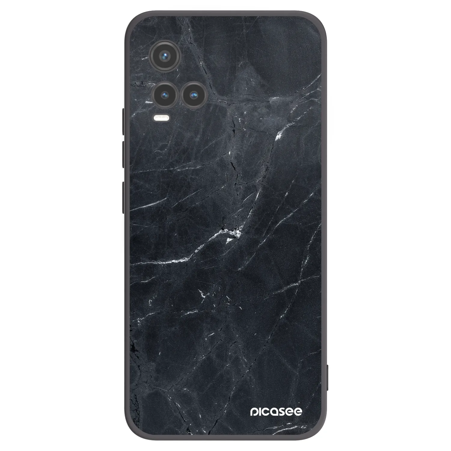 Picasee silikonski črni ovitek za Vivo Y33s - Black marble