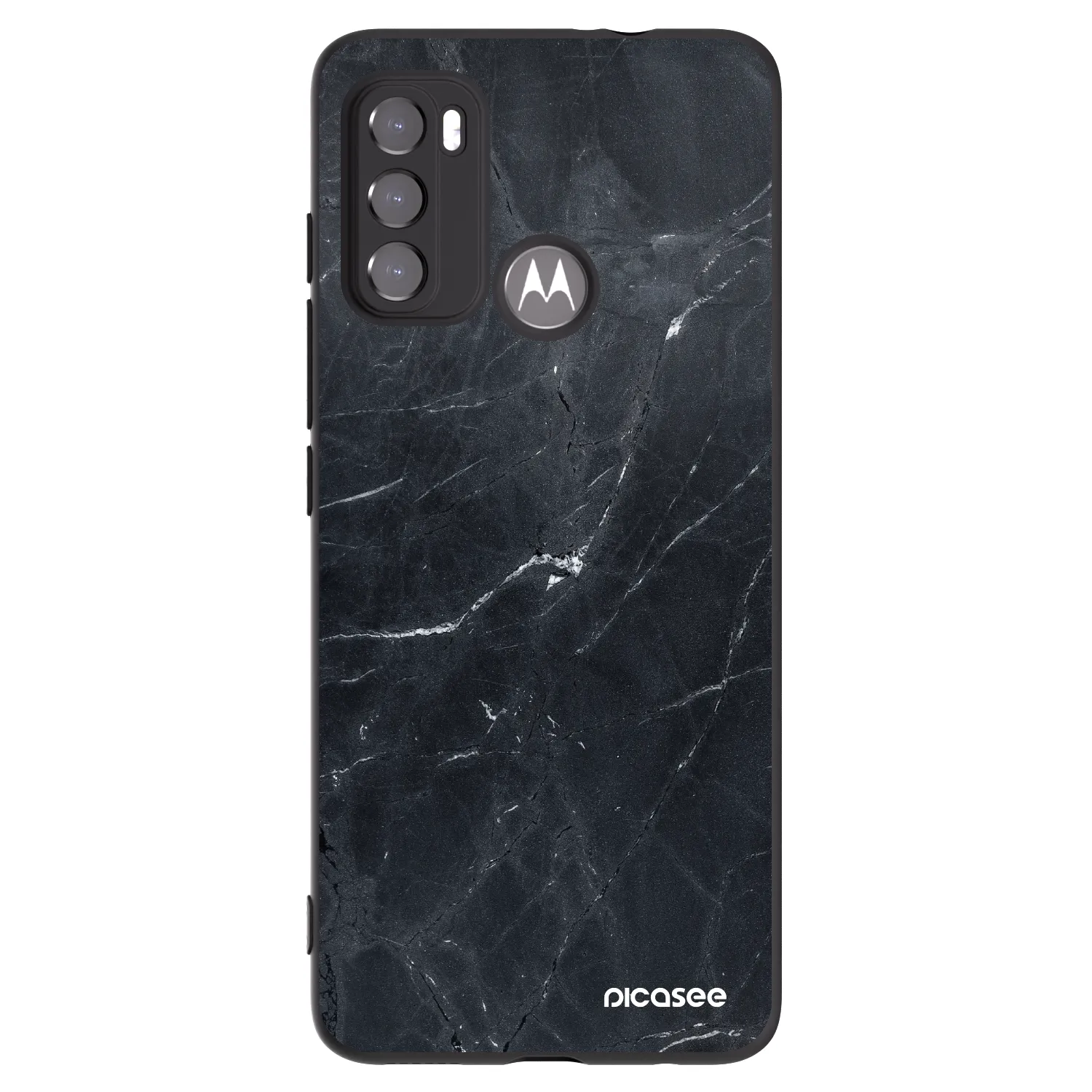 Picasee silikonski črni ovitek za Motorola Moto G60 - Black marble
