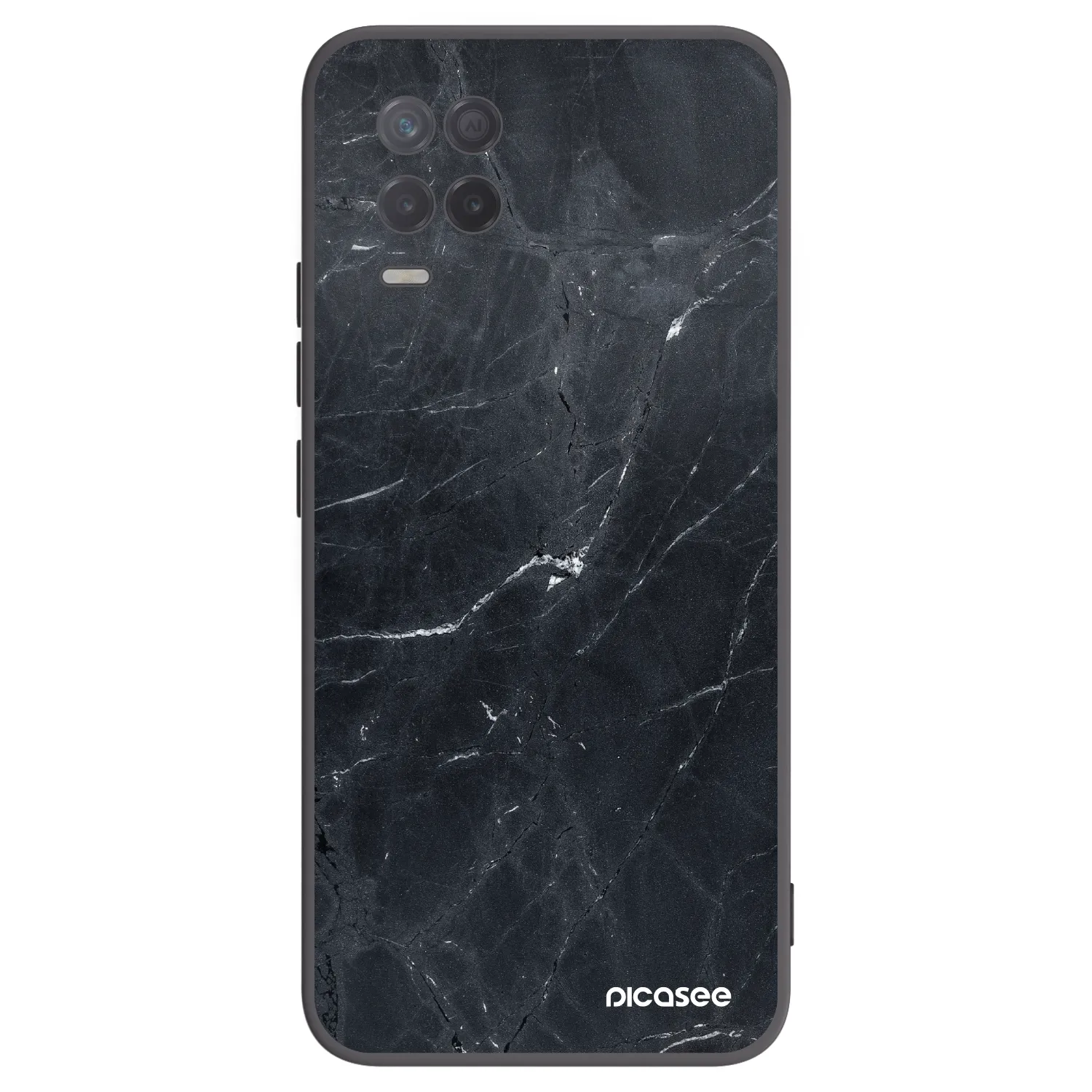 Picasee silikonski črni ovitek za Realme 8 5G - Black marble