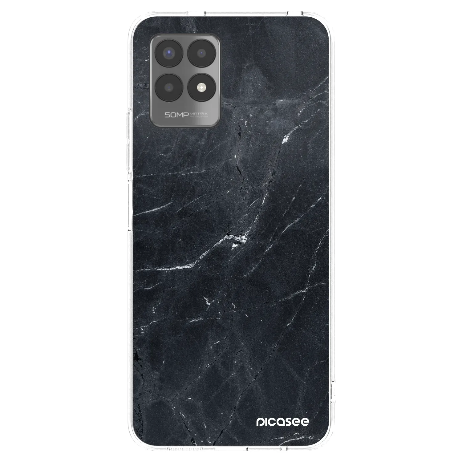 Picasee silikonski prozorni ovitek za Realme 8i - Black marble