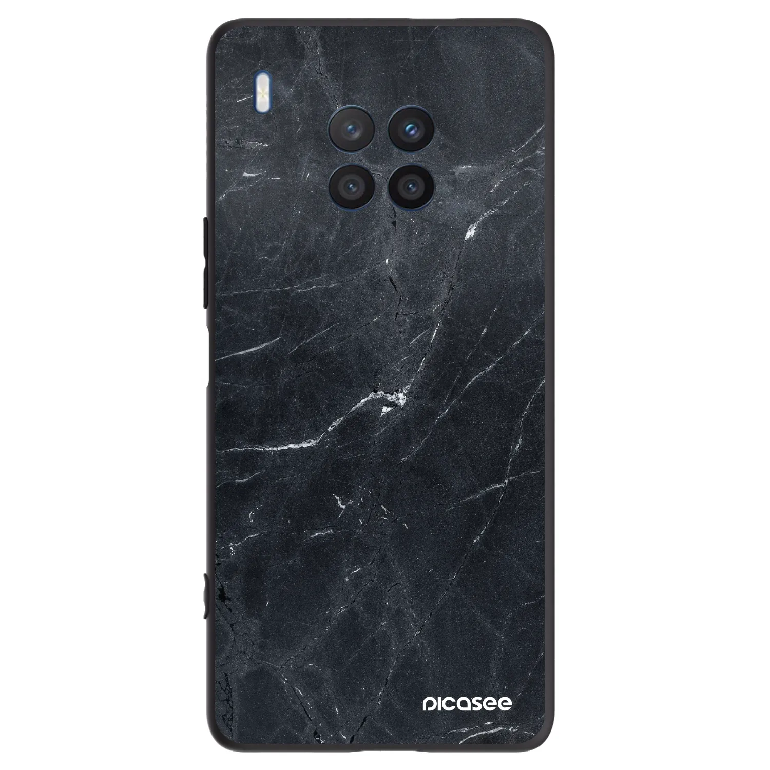 Picasee silikonski črni ovitek za Honor 50 Lite - Black marble