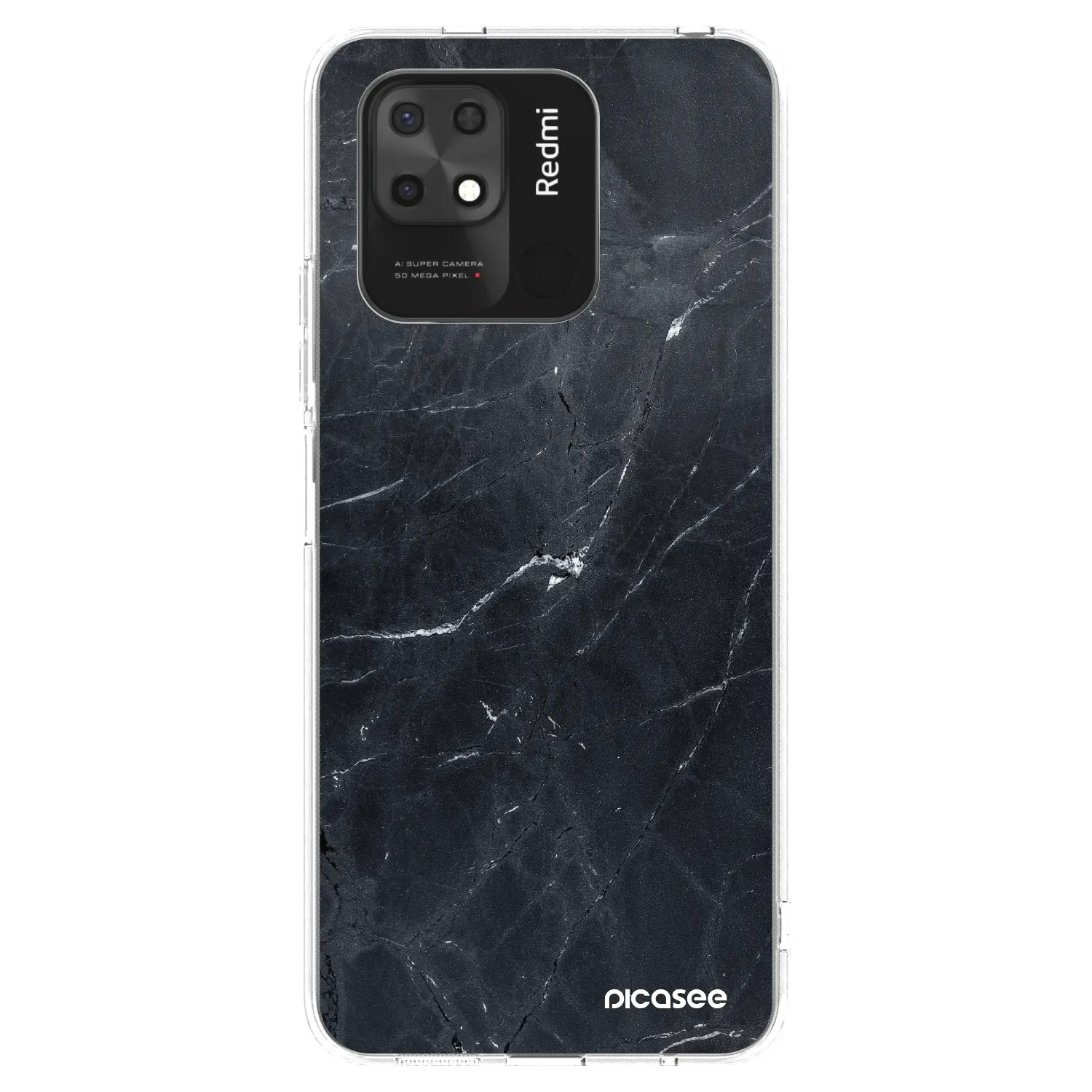 Picasee silikonski prozorni ovitek za Xiaomi Redmi 10C - Black marble