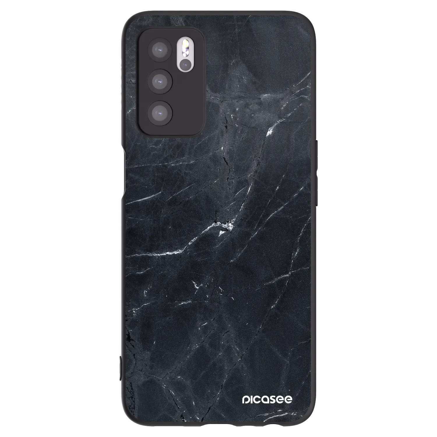 Picasee silikonski črni ovitek za OPPO A16 - Black marble