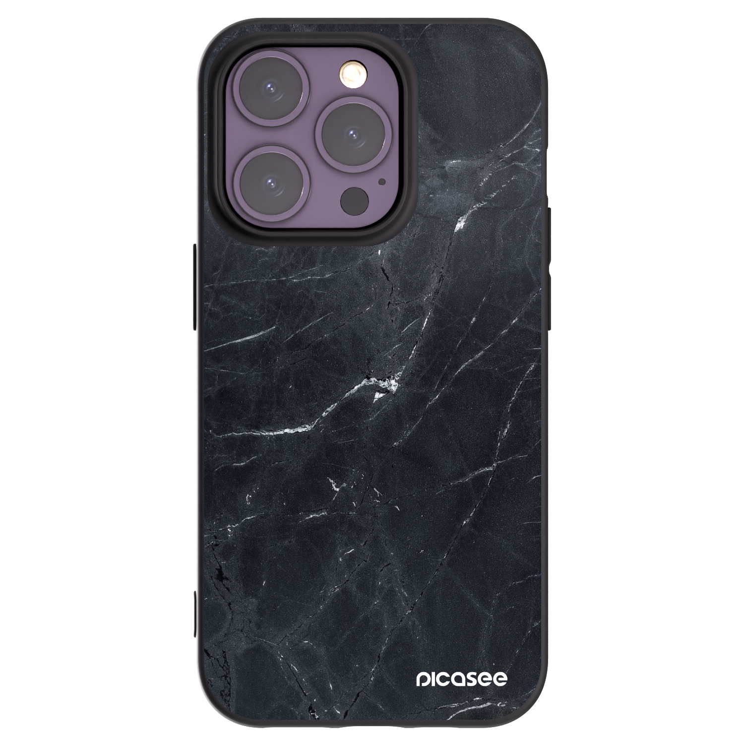Picasee silikonski črni ovitek za Apple iPhone 14 Pro - Black marble