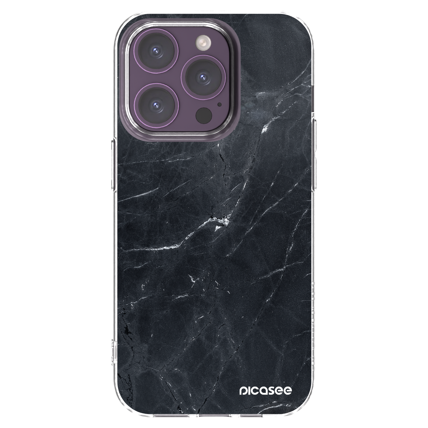 Picasee silikonski prozorni ovitek za Apple iPhone 14 Pro - Black marble