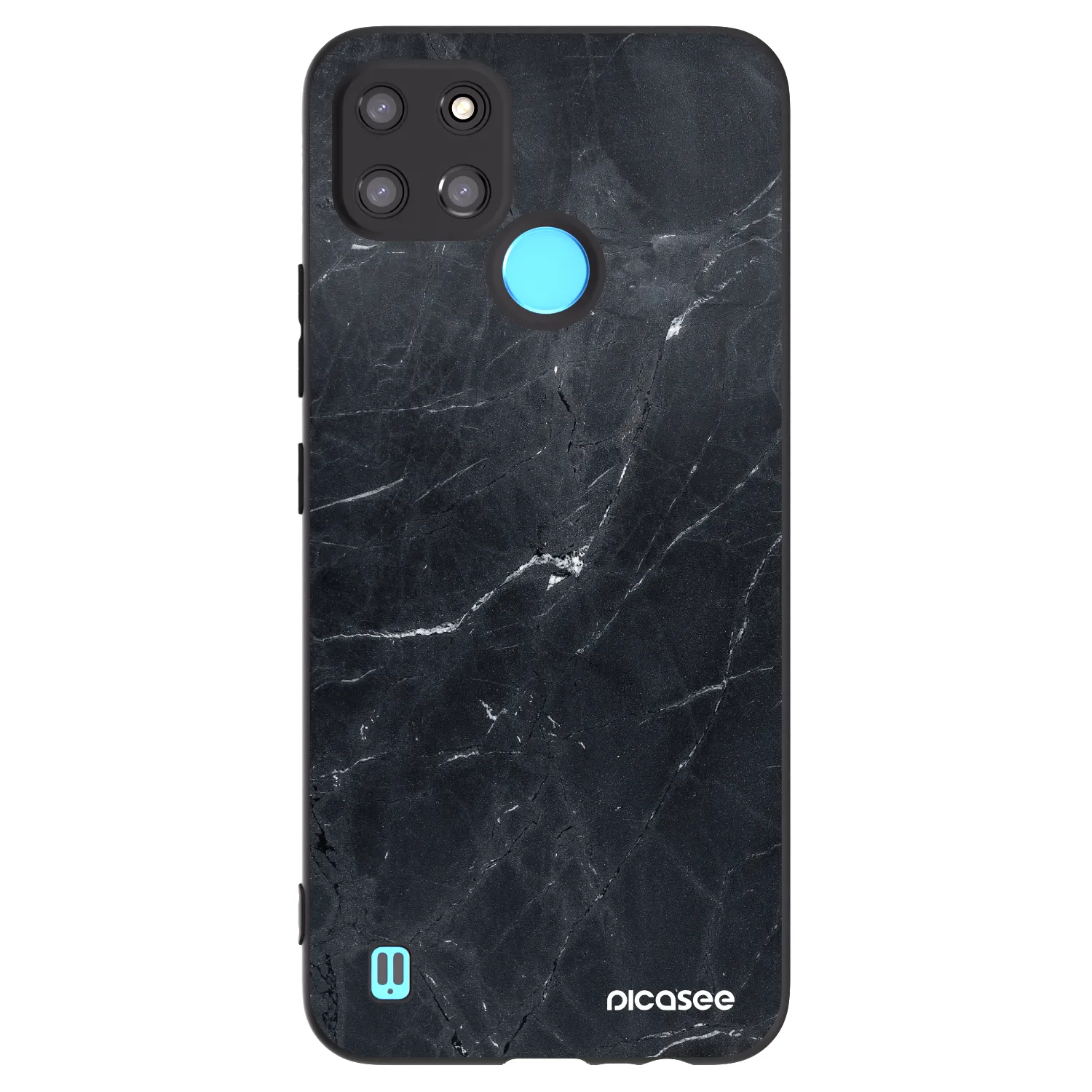 Picasee silikonski črni ovitek za Realme C21Y - Black marble
