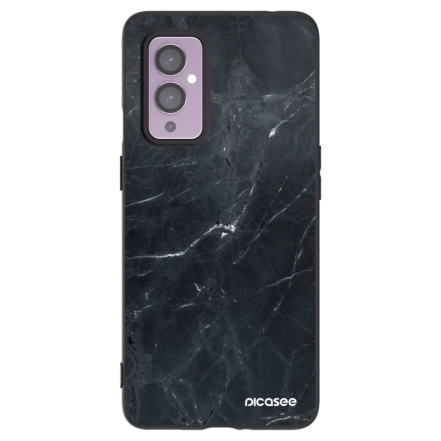 Picasee silikonski črni ovitek za OnePlus 9 - Black marble