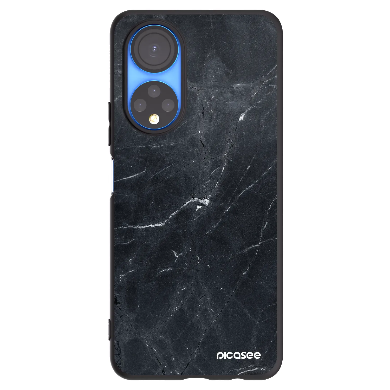 Picasee silikonski črni ovitek za Honor X7 - Black marble