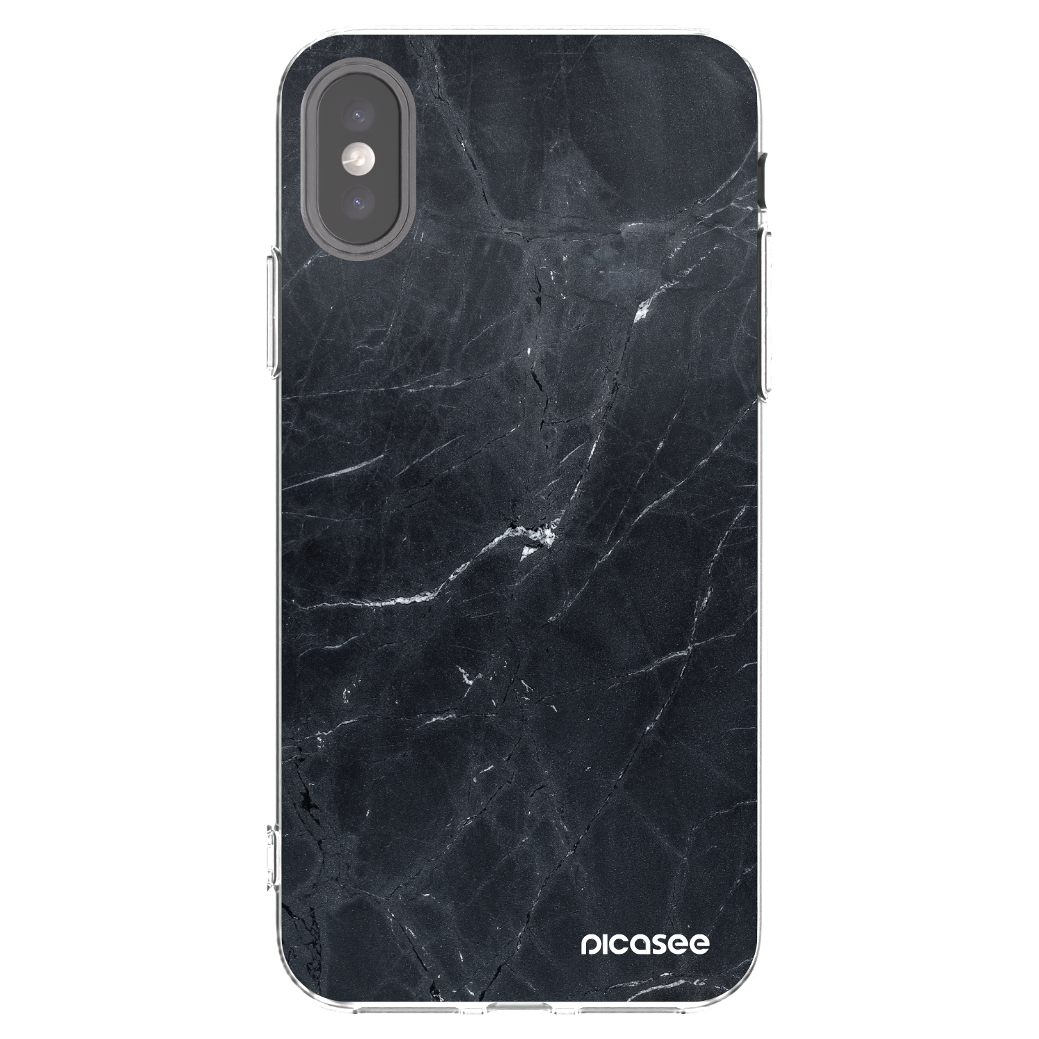Picasee silikonski prozorni ovitek za Apple iPhone X/XS - Black marble