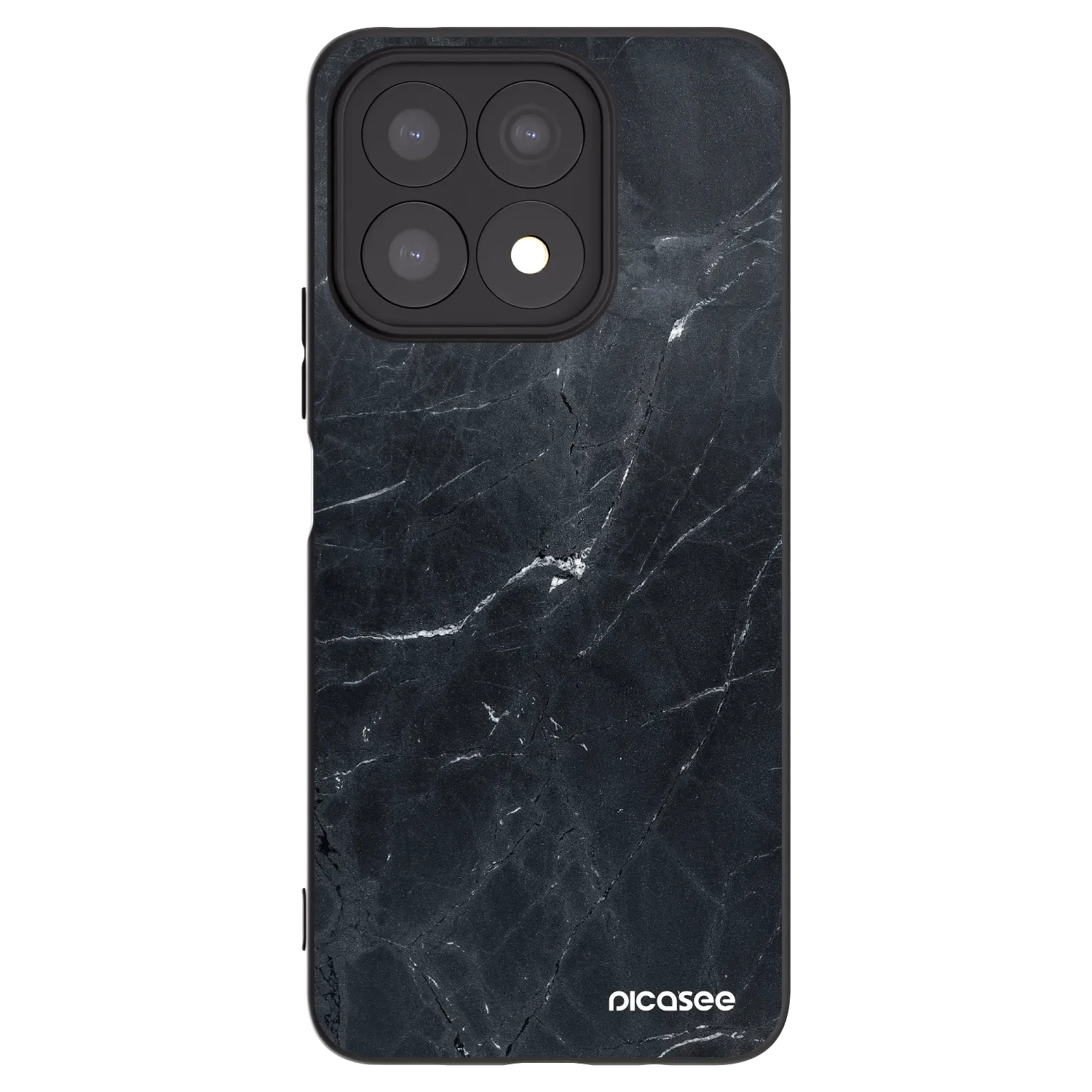 Picasee silikonski črni ovitek za Honor X8a - Black marble